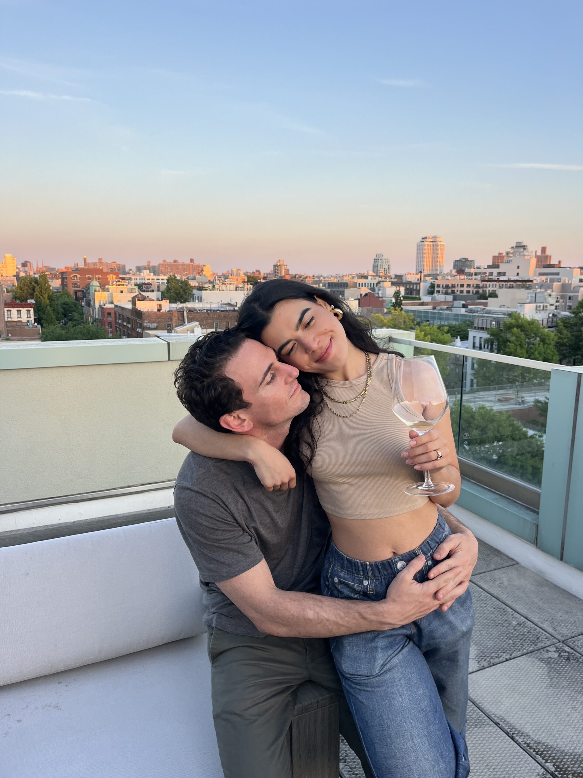 Enjoying the sunset on our roof